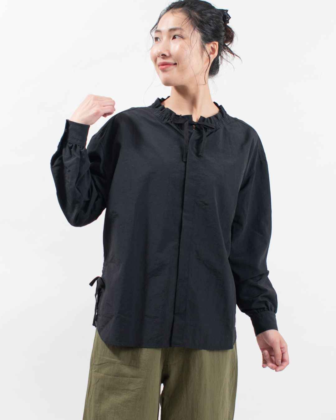KF252TW00012 KIFFE RUFFLE COLLAR MILITARY SHIRT