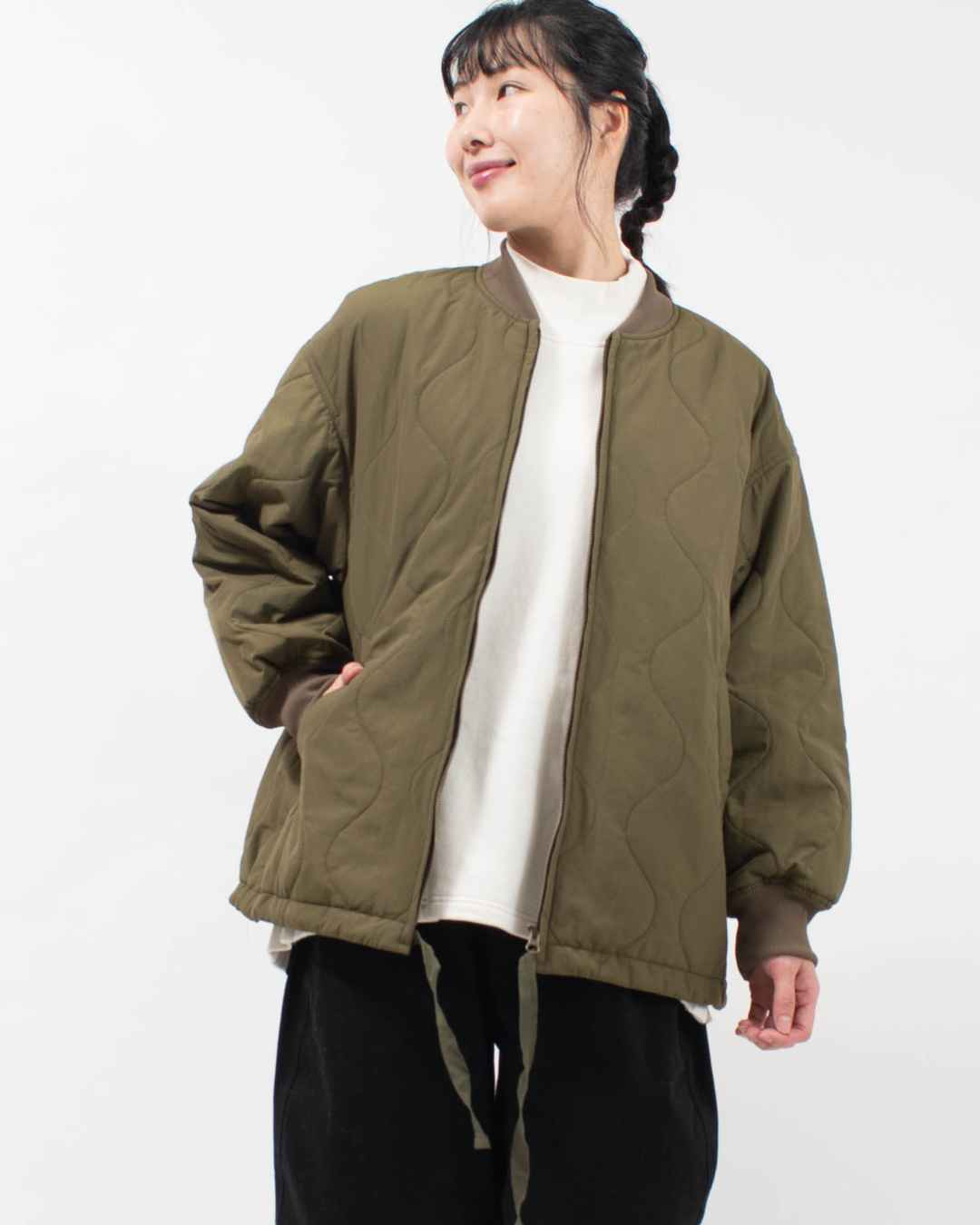 prit ナイロンタッサーオニオンキルト ZIPショートブルゾン