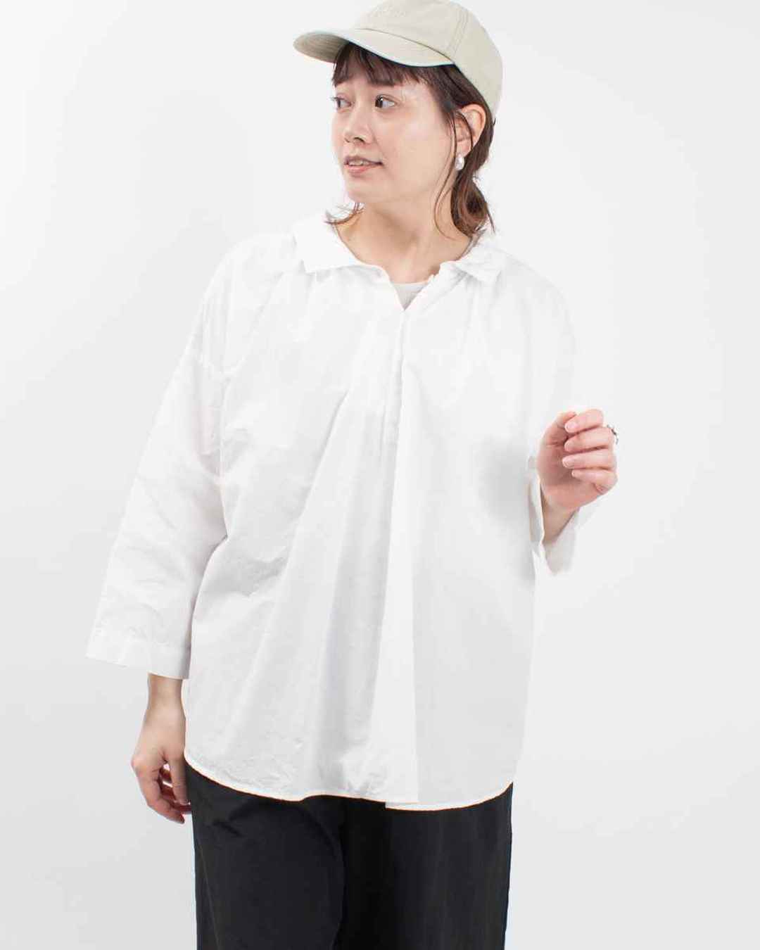 【SALE】prit(プリット) コットンリネンダンプ2WAYギャザースモック(81515)※セール商品の為、送料無料サービス対象外 prit コットンリネンダンプ2wayギャザースモック｜ナチュラル