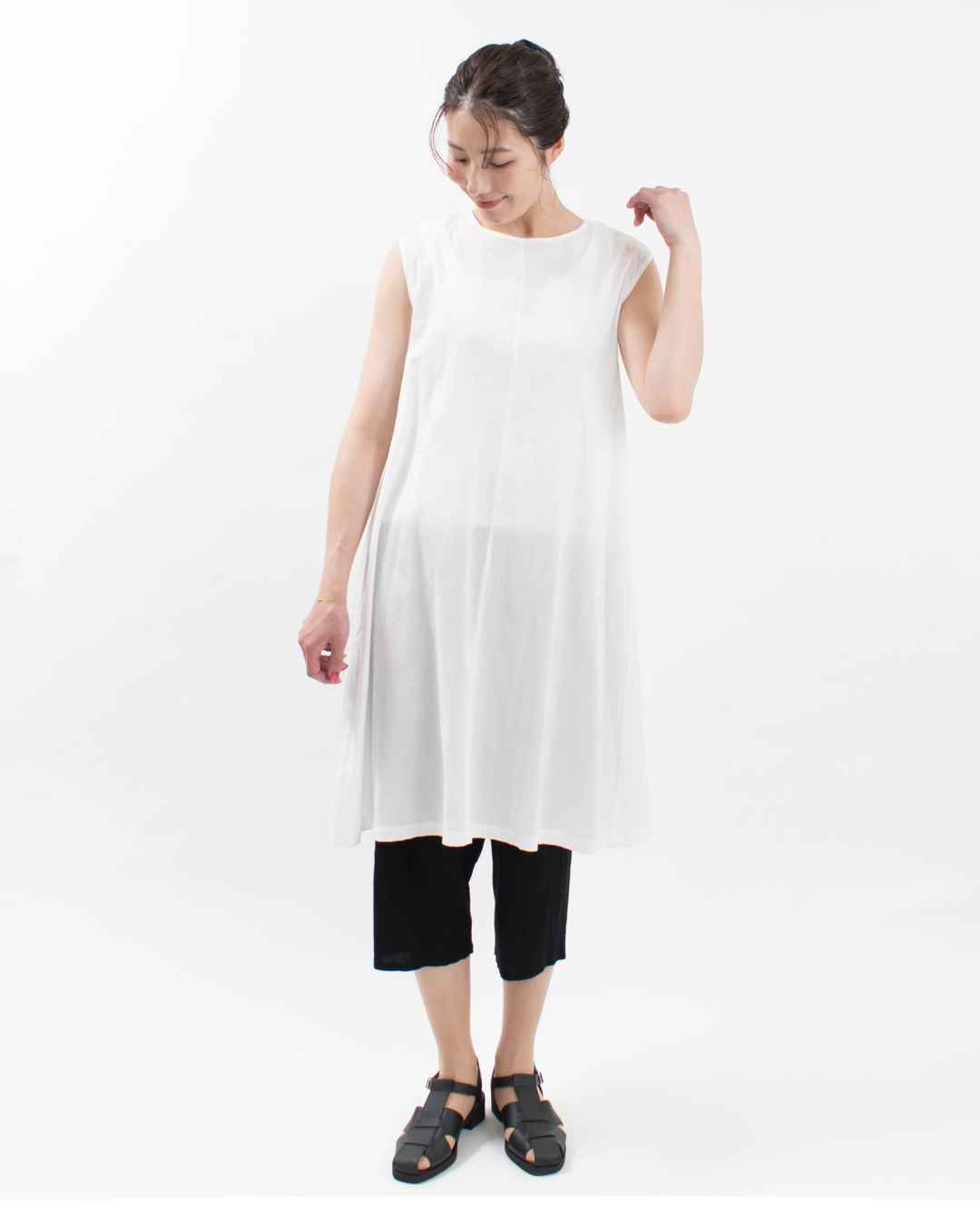 prit 40/1ビワコットンノースリーブワンピース P91436/P91578