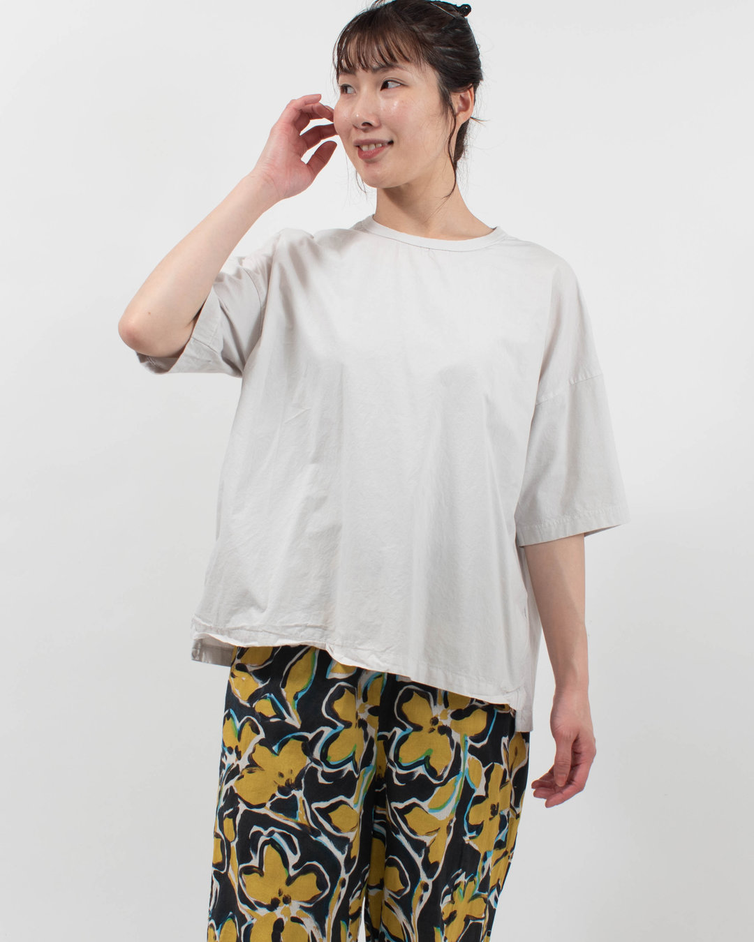 P92621  prit 30/1ハイゲージ天竺×80/1タイプライター 切替5分袖Tシャツ