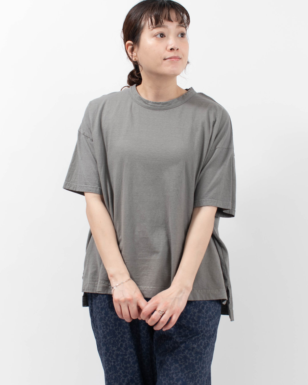 prit 30/1リサイクルムラ糸天竺 5分袖ワイドTシャツ