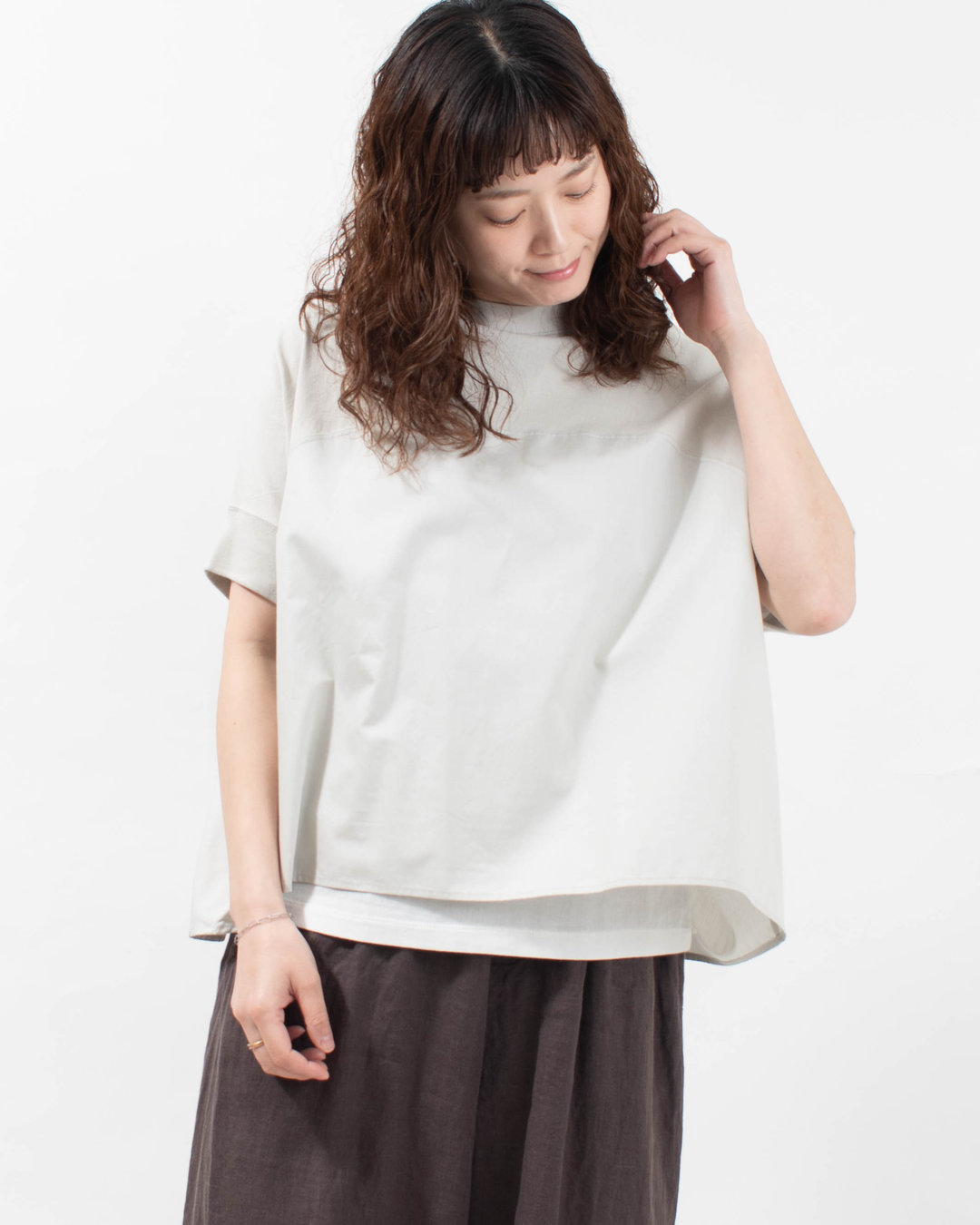 SB-1431　SO 布帛×カットソー切替プルオーバー