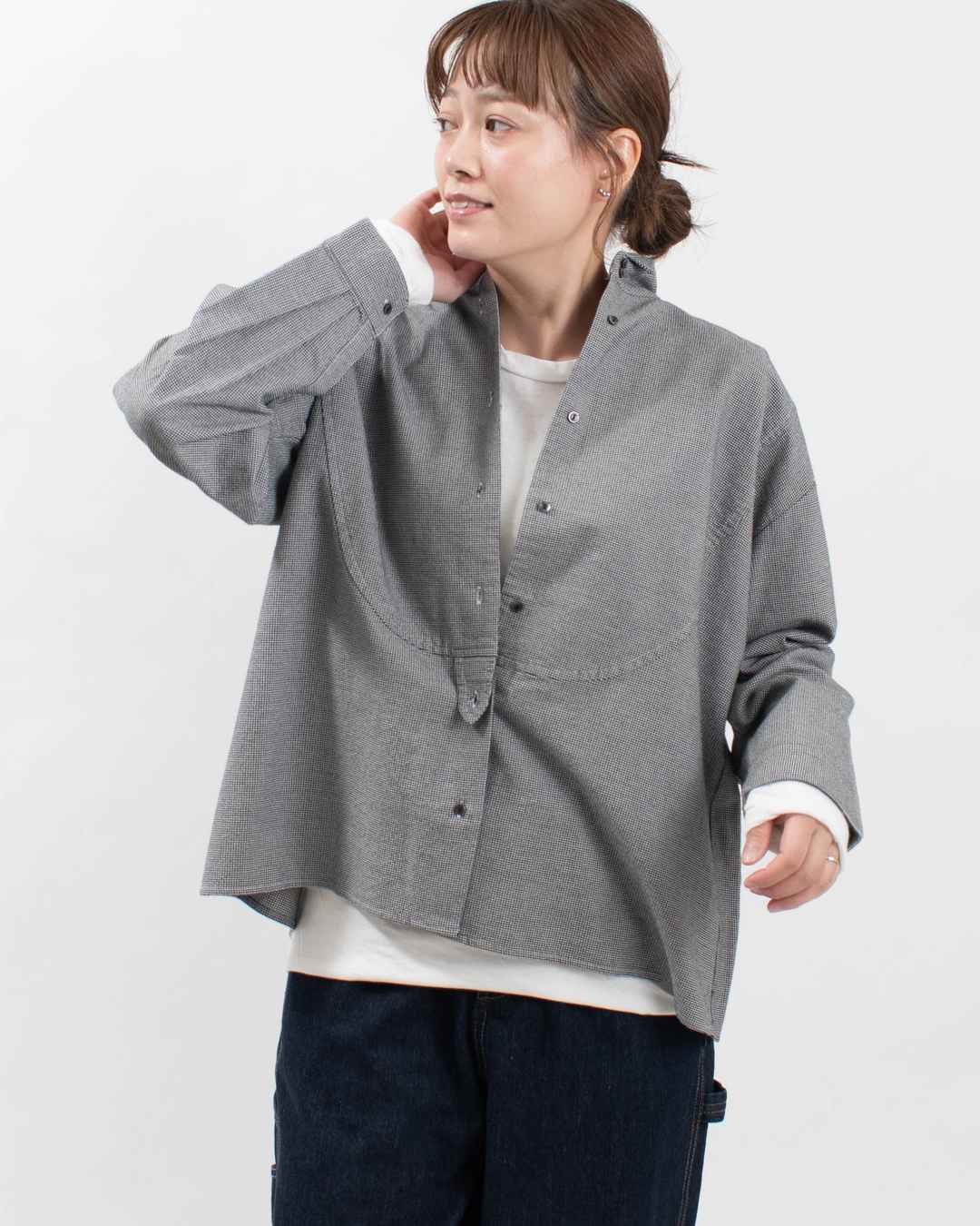 SO[ ] オックスヴィンテージウォッシュ ラウンド切替シャツ