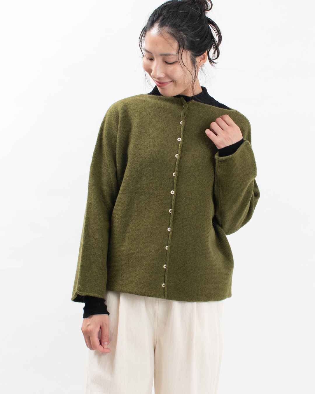 SB-1883 SO[ ] ウール100%ニット 横編み2WAYカーディガン