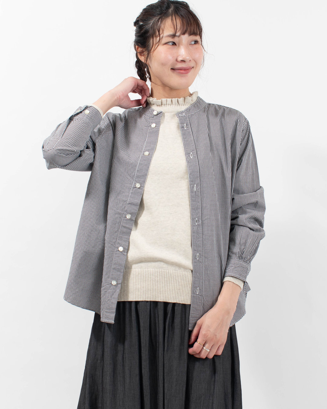 SB-2081 nuance of F 【SO × FIRST】別注 60ｓタイプライター ラウンドヘムスタンド衿長袖シャツ
