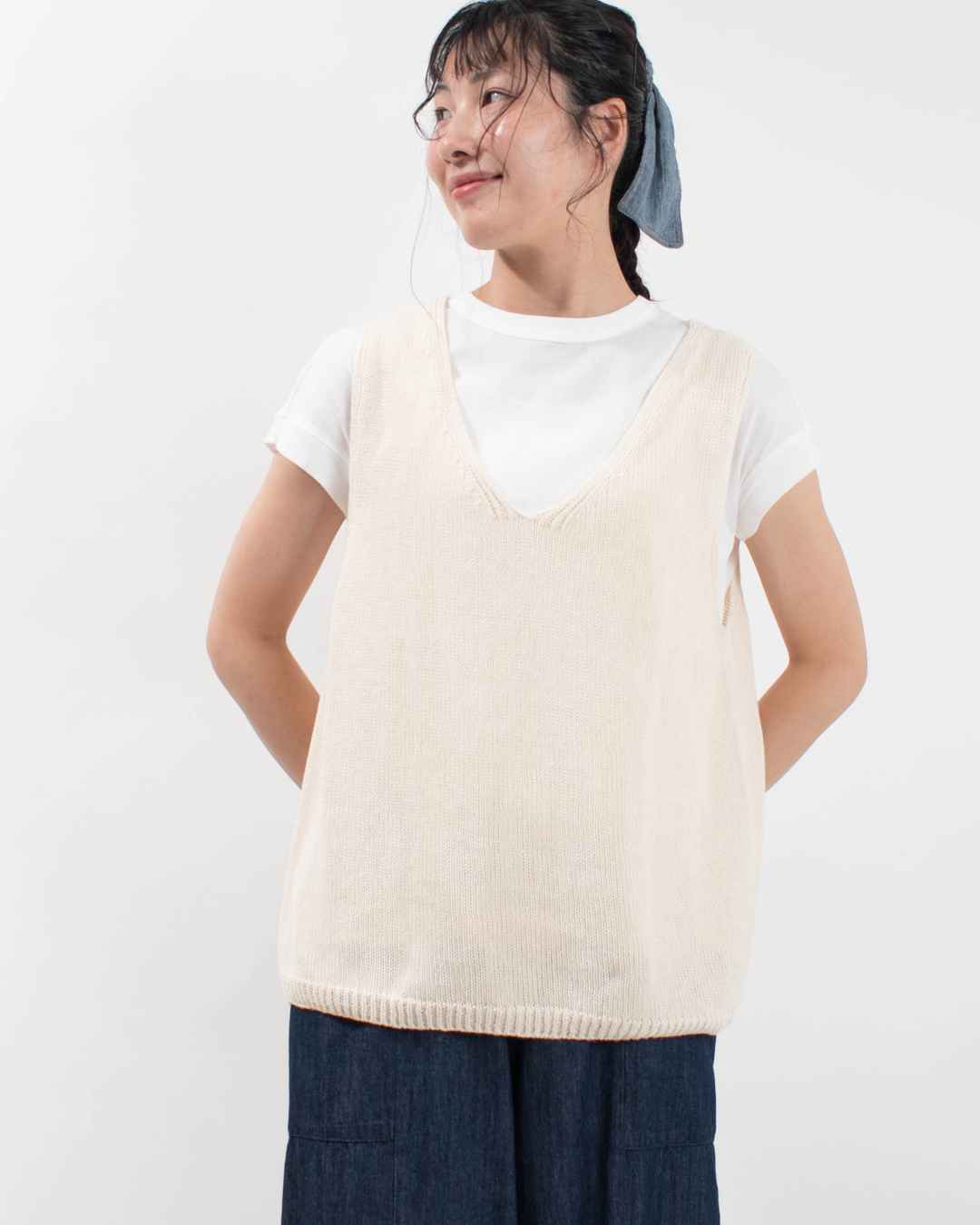 うさとの服ベスト　ヘンプコットン生成りサイズ4 うさとの服ベスト ヘンプコットン生成りサイズ4 SO[ ] ヘンプコットン