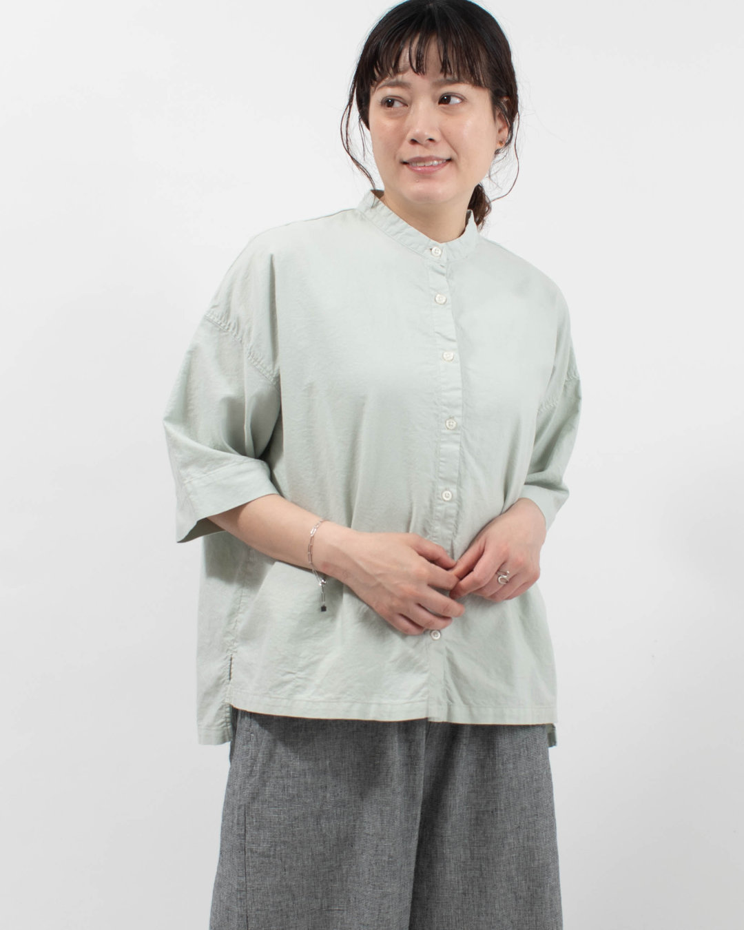 SK4025260  SUN VALLEY 製品染め オックス スタンドシャツ