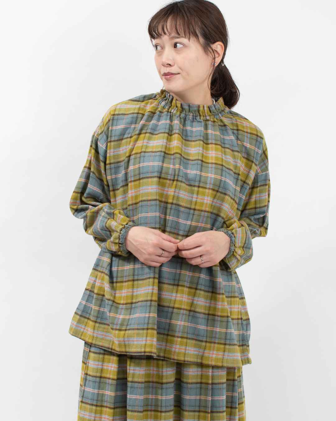 SK8011256 SUN VALLEY 21コットン綾織起毛 チェック柄ブラウス