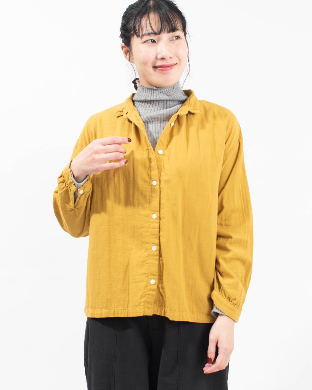 SUN VALLEY 40コットンダブルガーゼ 日本製品染シャツ｜ナチュラル