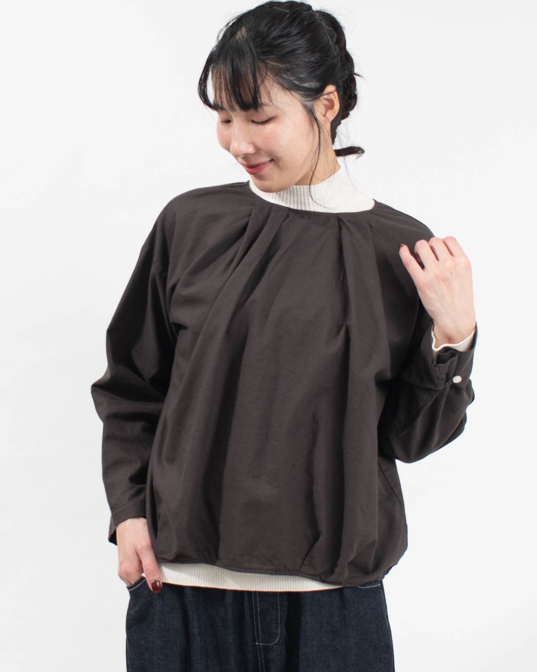 SUN VALLEY オックス 日本製品染2WAYブラウス｜ナチュラルファッション