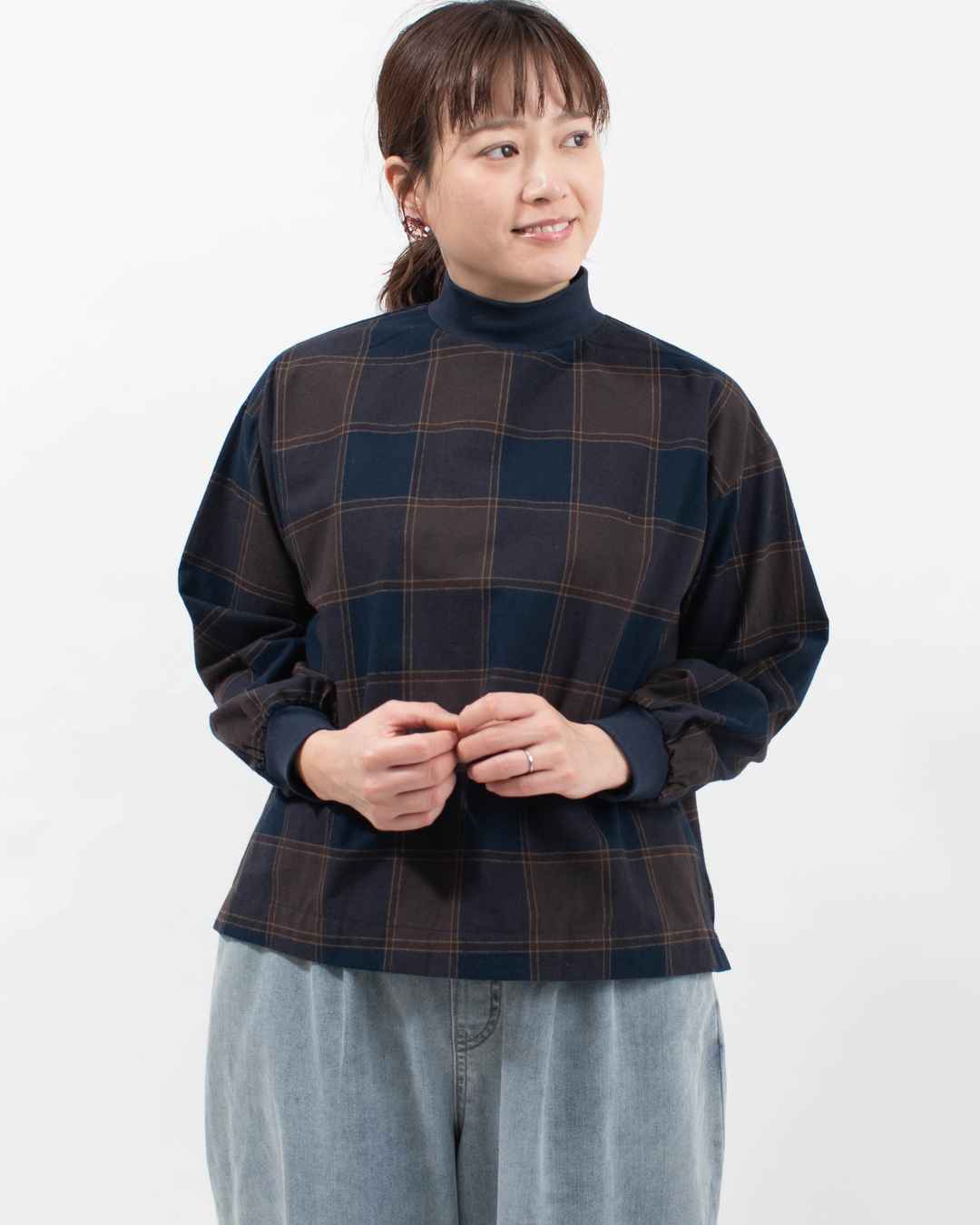 SK8106251 SUN VALLEY 21コットン平織起毛ブロックチェックブラウス