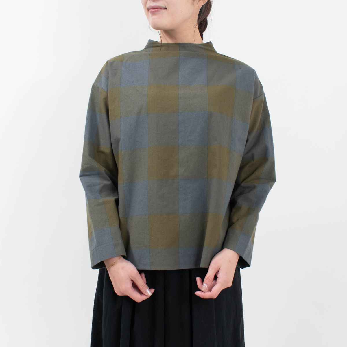 SUN VALLEY ブロックチェック2WAYモックネックプルオーバー