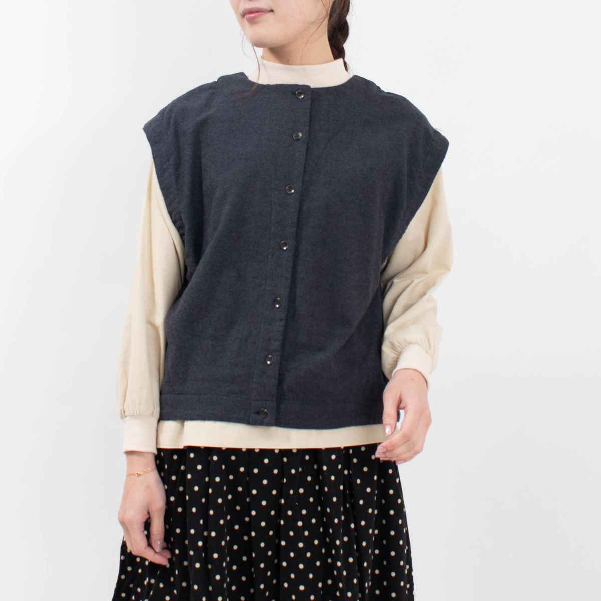 SUN VALLEY コットン平織×二重織起毛2WAYベスト