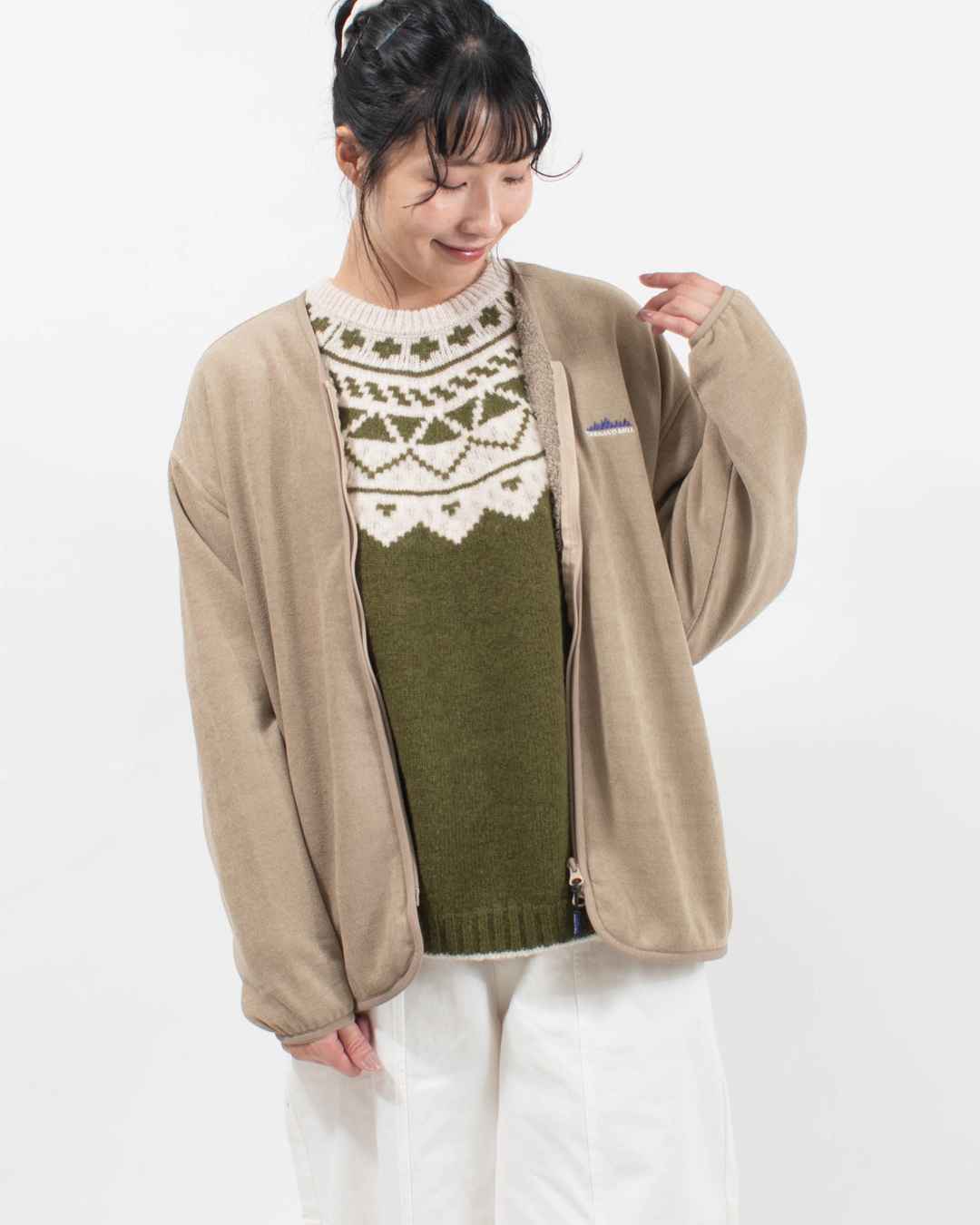 THOUSAND MILE KNIT FREECE ZIP CARDIGAN