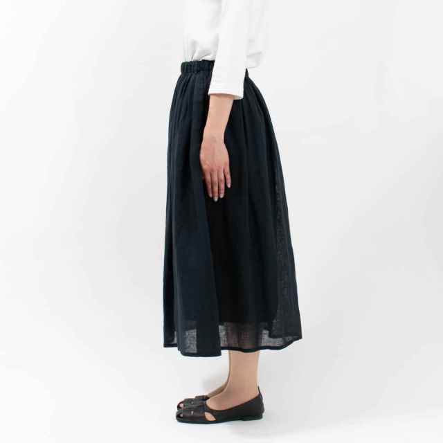01DUP13303 blue willow リネンガーゼギャザースカート