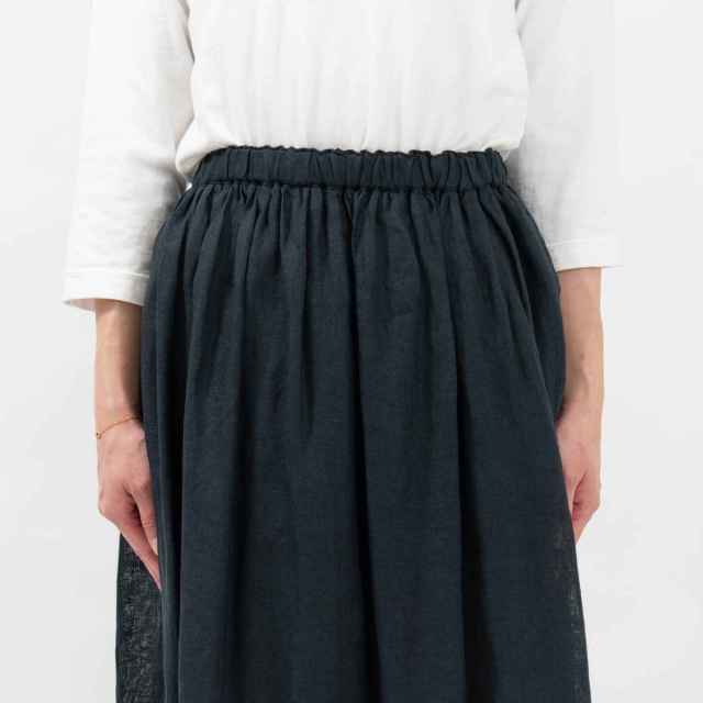 01DUP13303 blue willow リネンガーゼギャザースカート