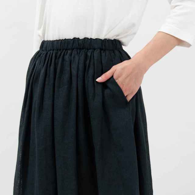 01DUP13303 blue willow リネンガーゼギャザースカート