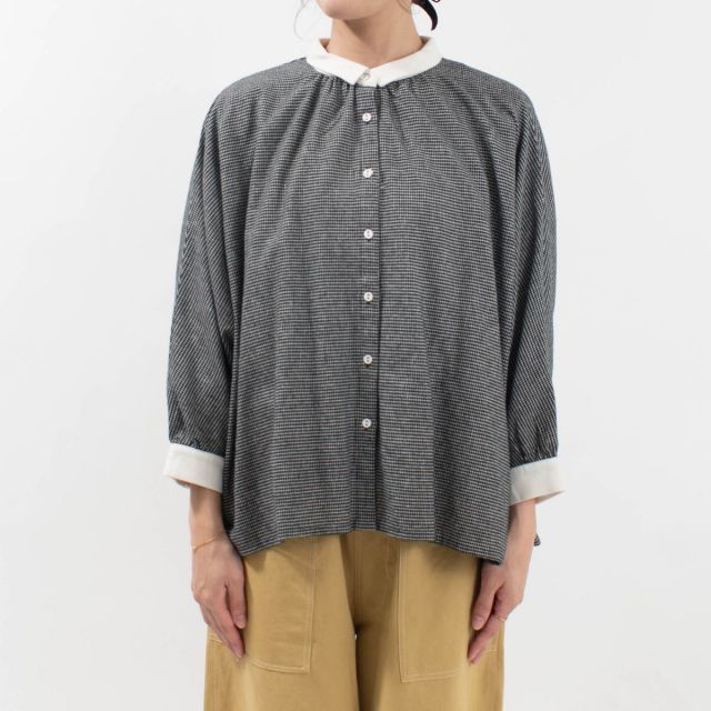 大きいサイズ！blue willow ナチュラルリネン100チェックブラウス 大きいサイズ！blue willow ナチュラルリネン100チェック