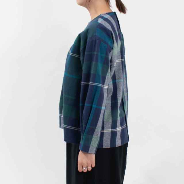 01DWS11611  blue willow パネルチェックブラウス
