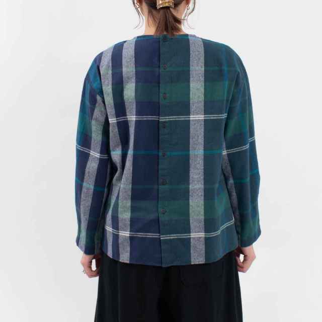 01DWS11611  blue willow パネルチェックブラウス