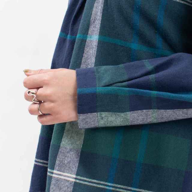 01DWS11611  blue willow パネルチェックブラウス