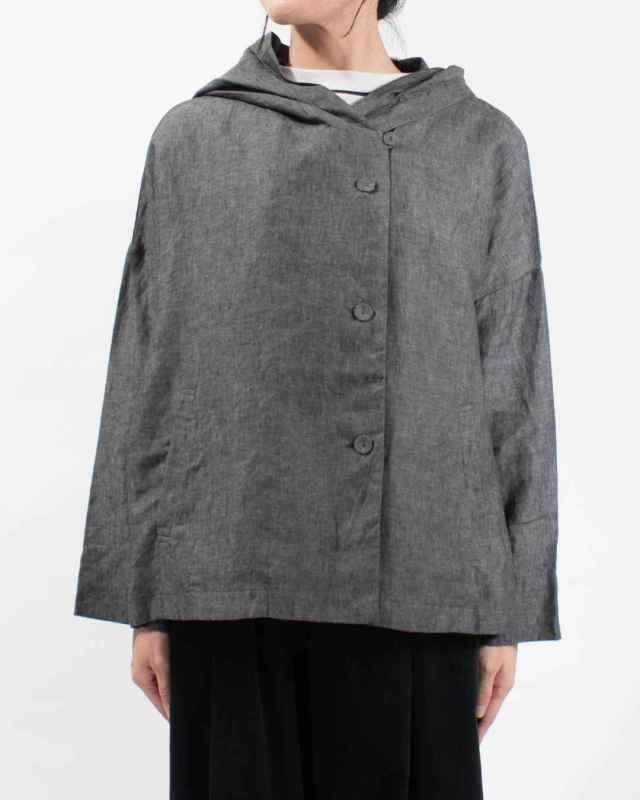 01EFP17438 blue willow リネンフードブルゾン