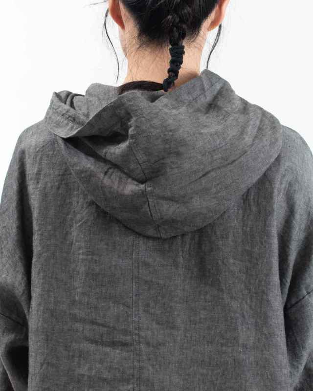 01EFP17438 blue willow リネンフードブルゾン