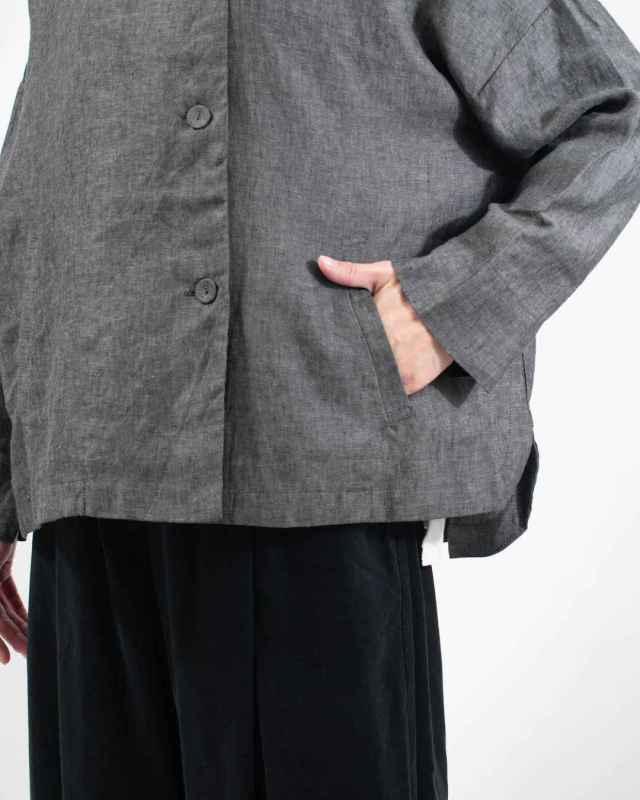 01EFP17438 blue willow リネンフードブルゾン