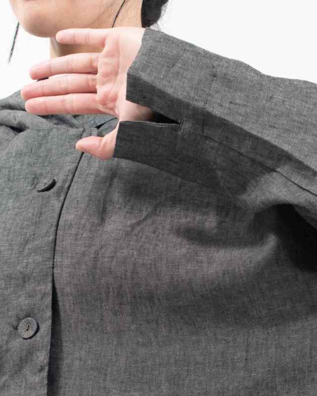 01EFP17438 blue willow リネンフードブルゾン