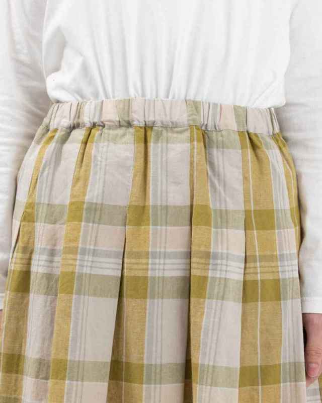 01ESP13052  blue willow コットンリネンチェックタックスカート