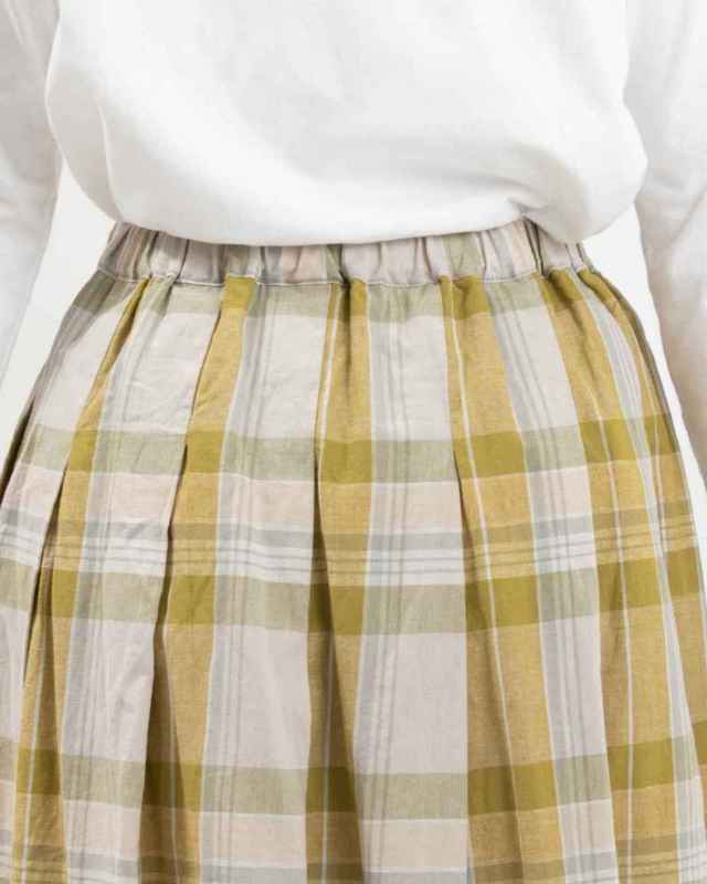 01ESP13052  blue willow コットンリネンチェックタックスカート