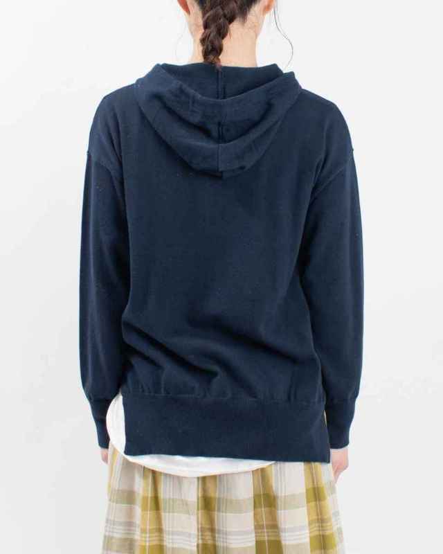 01ESP29075  blue willow コットンニットフードカーディガン