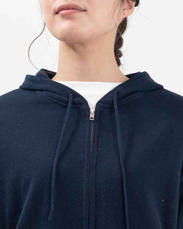 01ESP29075  blue willow コットンニットフードカーディガン