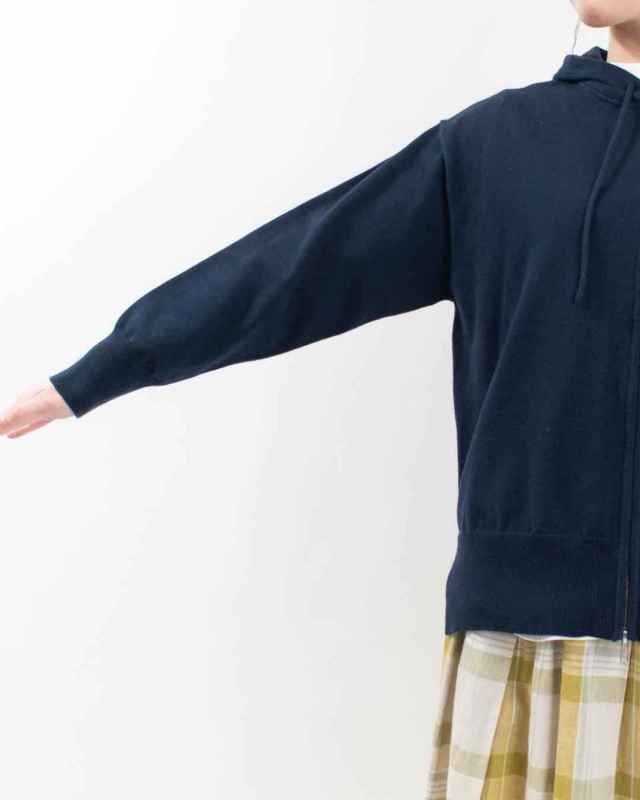 01ESP29075  blue willow コットンニットフードカーディガン