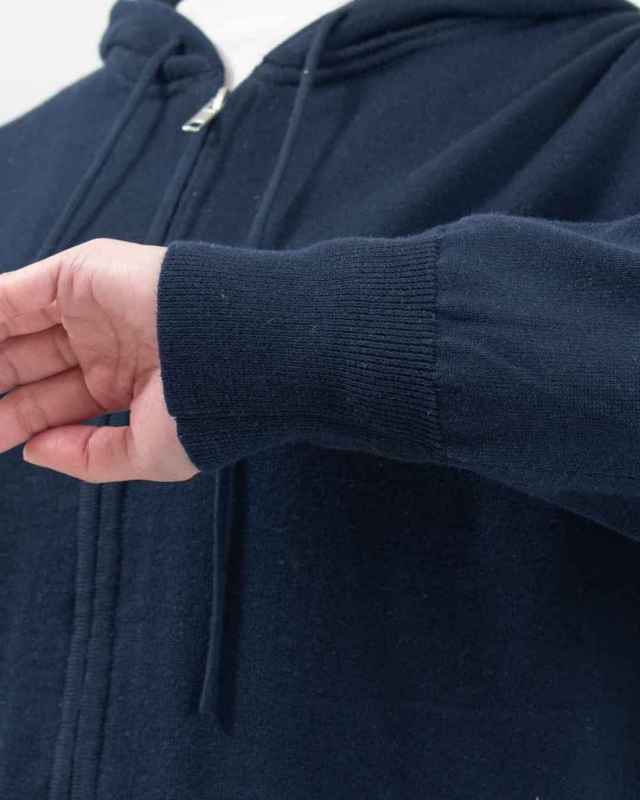 01ESP29075  blue willow コットンニットフードカーディガン