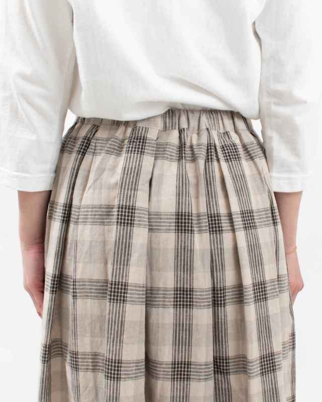 01EUP13223  blue willow コットンリネンチェックフレアスカート