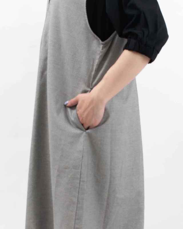 01EUP13315  blue willow コットンオックスリボンジャンパースカート