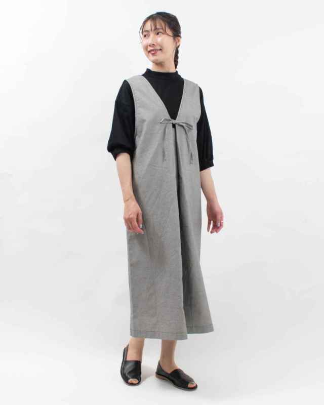 01EUP13315  blue willow コットンオックスリボンジャンパースカート