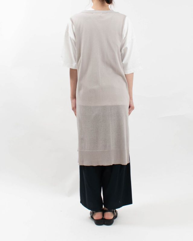 01EUP29269 blue willow コットンリネンニットロングベスト