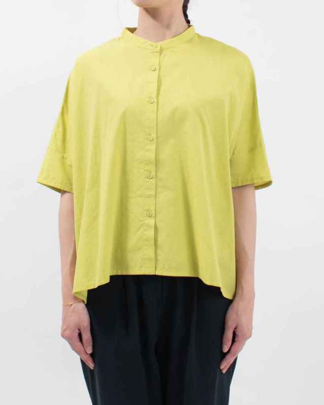 01EUS11363 blue willow コットン細番手ワイドシルエットブラウス