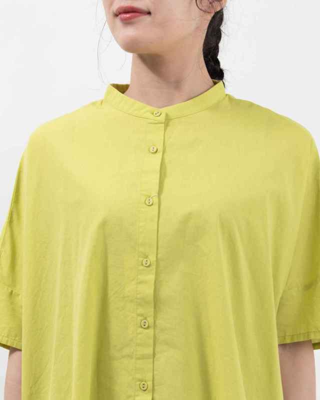 01EUS11363 blue willow コットン細番手ワイドシルエットブラウス