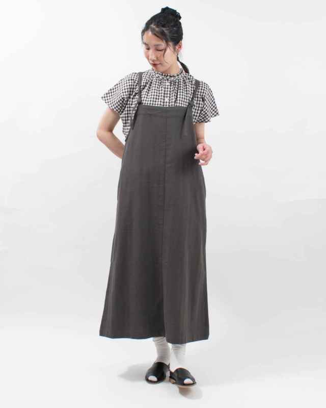 01EUS13343 blue willow コットンヘリンボンジャンパースカート