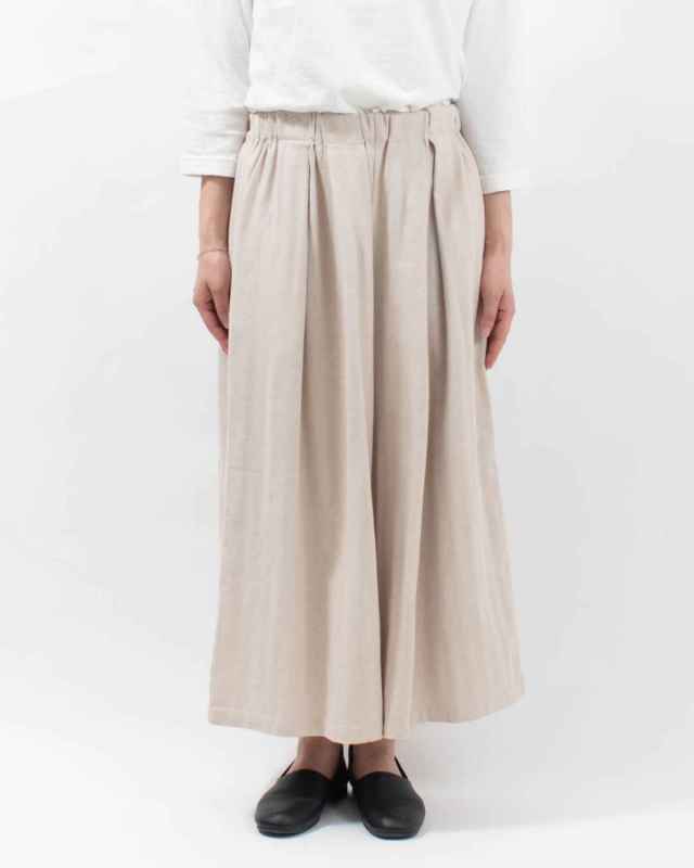 01EUS14344 blue willow コットンヘリンボンタックワイドパンツ