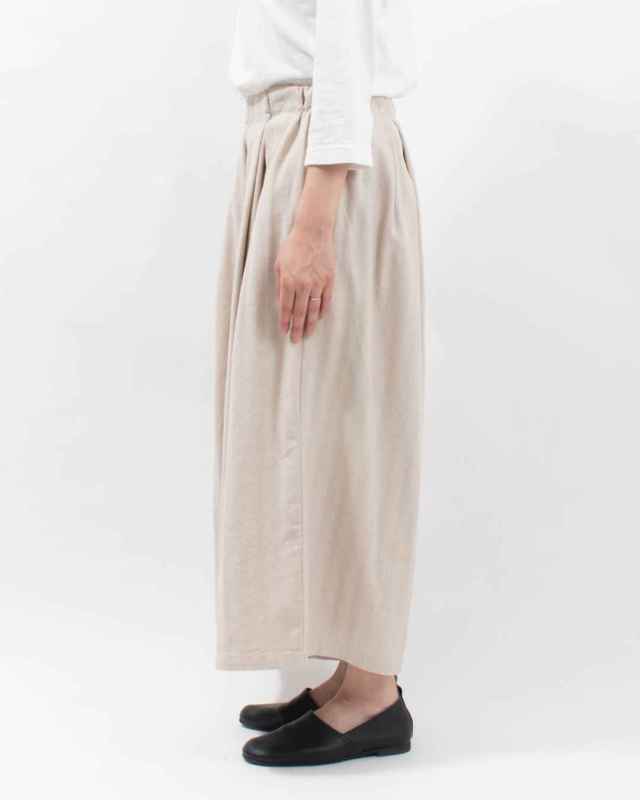 01EUS14344 blue willow コットンヘリンボンタックワイドパンツ