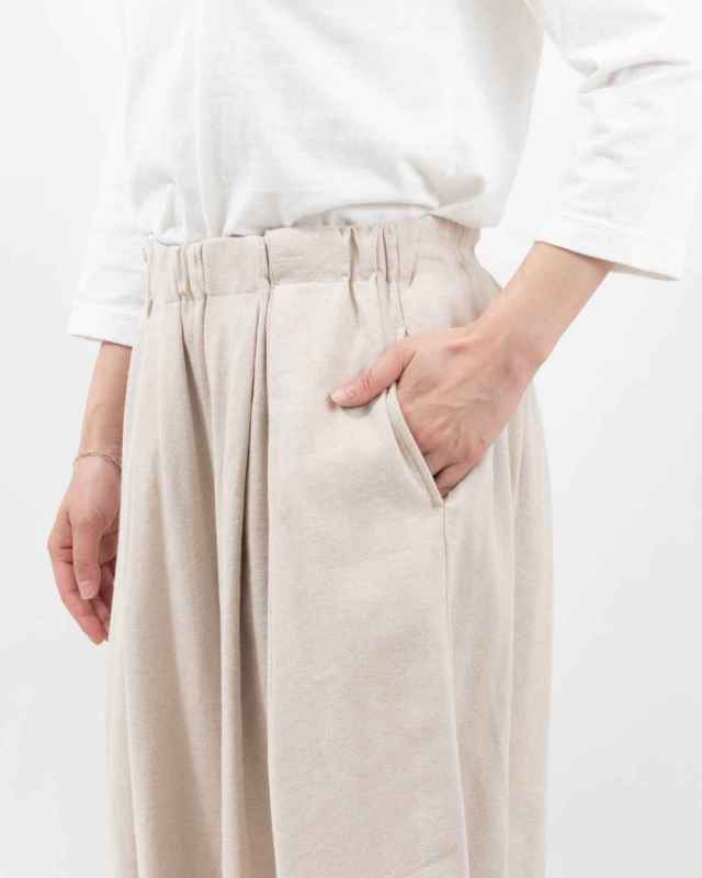 01EUS14344 blue willow コットンヘリンボンタックワイドパンツ