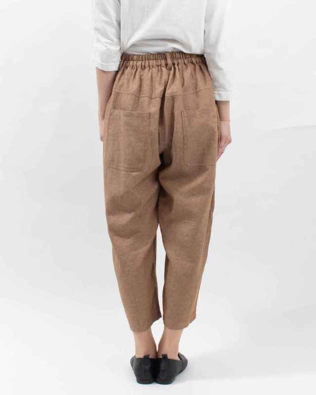 01EUS14347 blue willow コットンリネンツイルテーパードパンツ