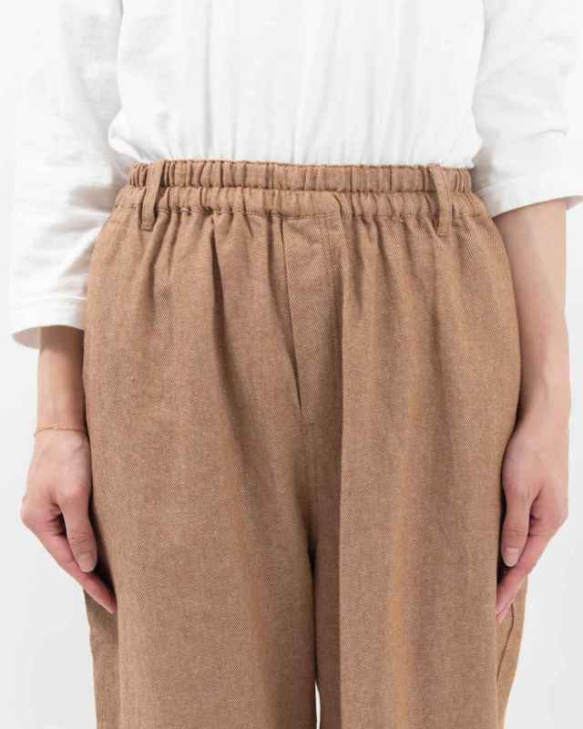 01EUS14347 blue willow コットンリネンツイルテーパードパンツ