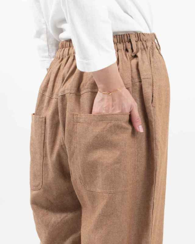 01EUS14347 blue willow コットンリネンツイルテーパードパンツ