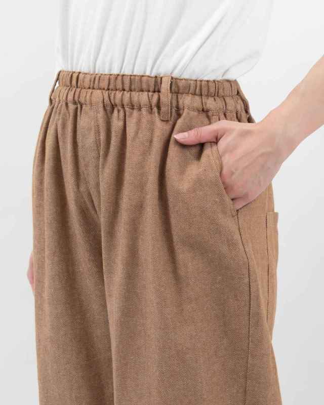 01EUS14347 blue willow コットンリネンツイルテーパードパンツ